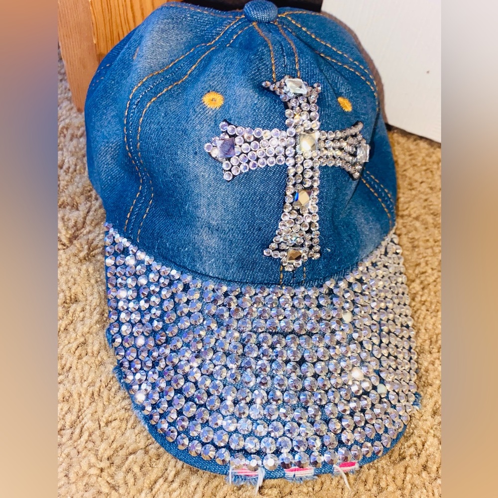 Y2k Rhinestone Distressed Denim Baseball Cap